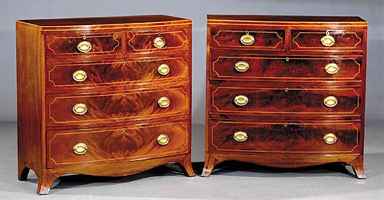 Appraisal: Pair English Hepplewhite style inlaid mahogany chests of drawers last