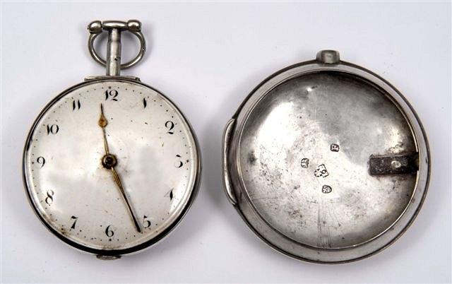 Appraisal: A GEORGIAN SILVER PAIR CASED KEY WIND POCKET WATCH the