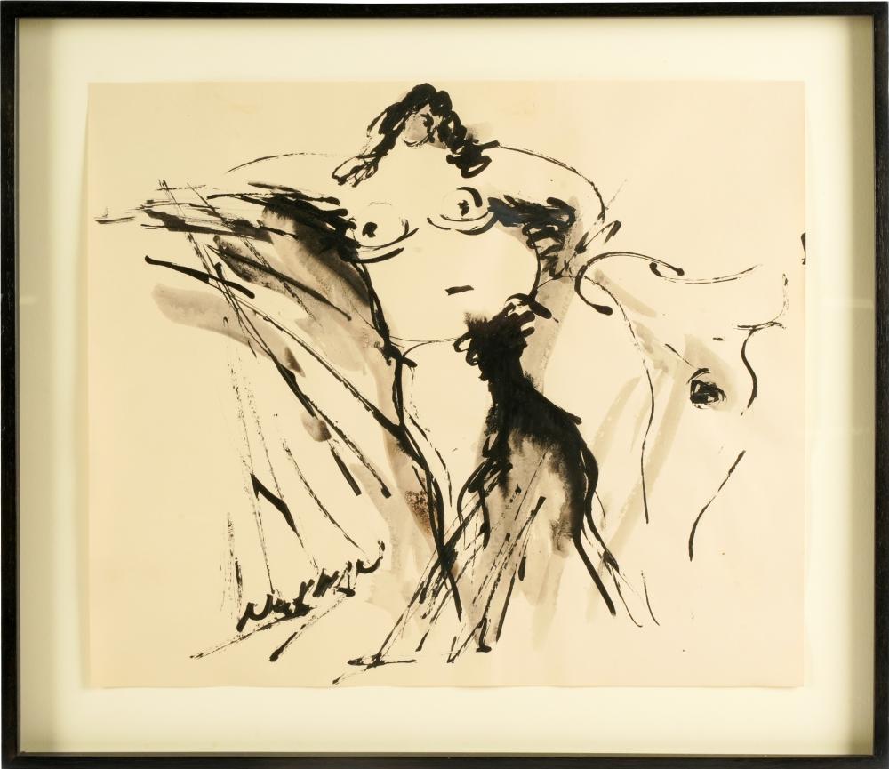 Appraisal: REUBEN NAKIAN - FEMALE FIGUREink on paper signed lower left