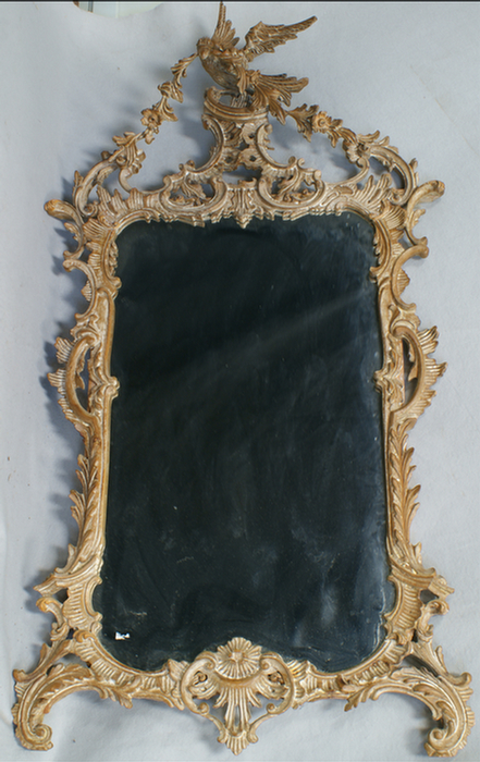 Appraisal: Carved pine rococo mirror with phoenix bird crest h th