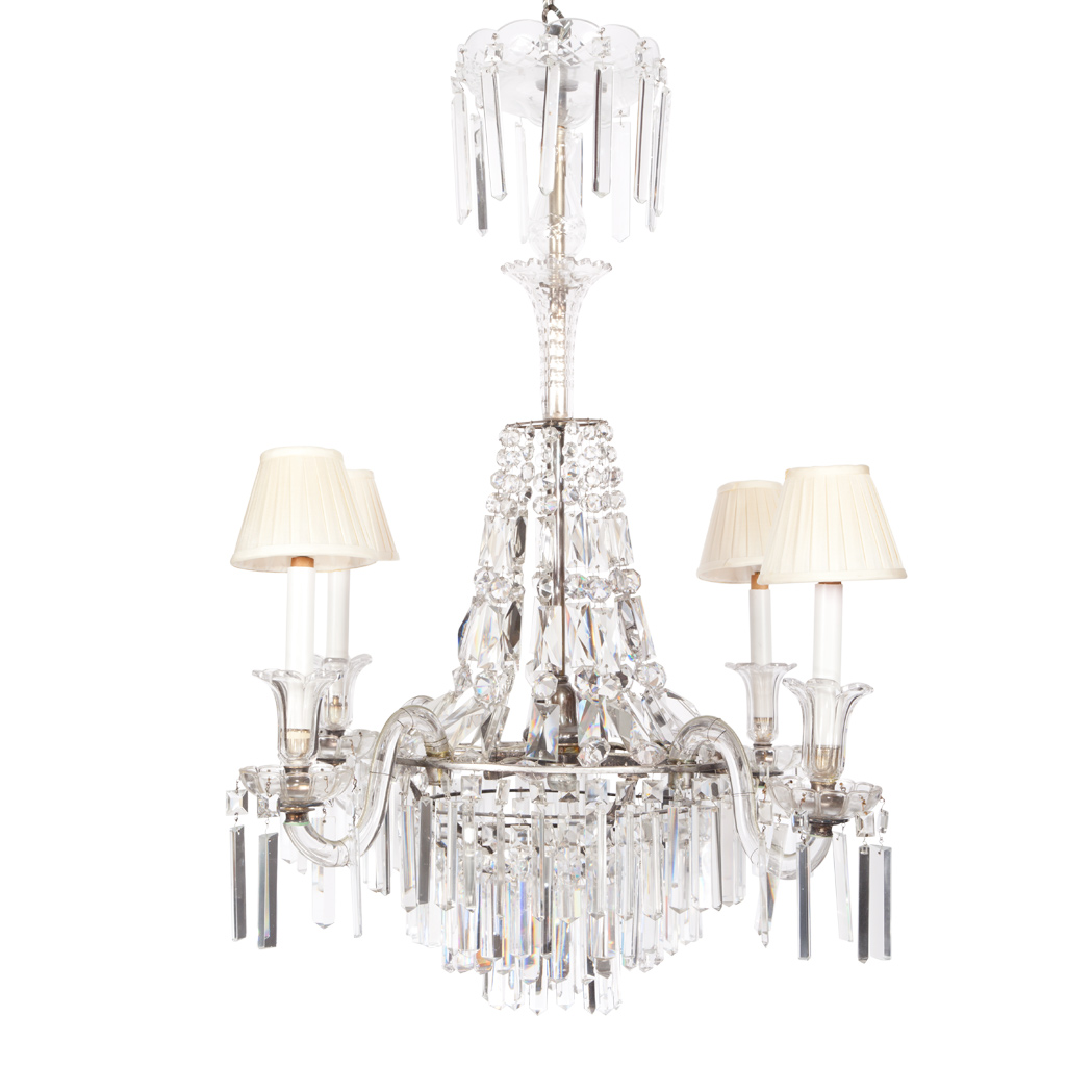 Appraisal: Regency Style Cut Glass Four-Light Chandelier The canopy above a