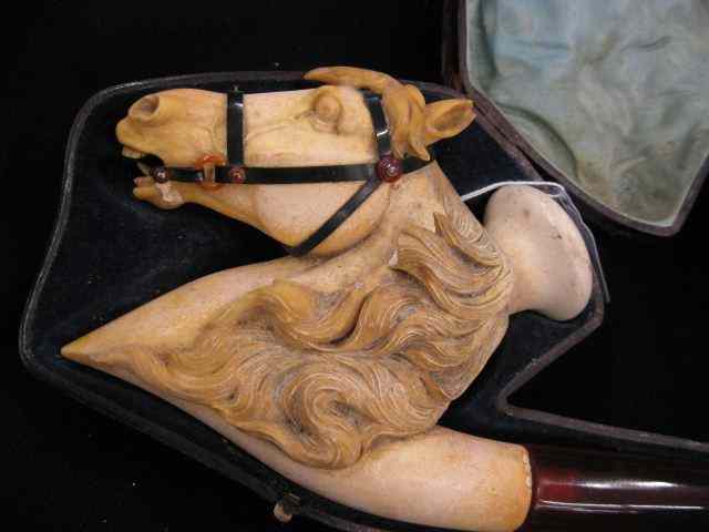 Appraisal: Meerschaum Carved Figural Pipe horse head in case one of