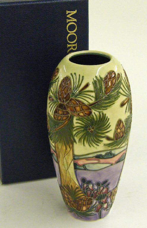 Appraisal: Modern Moorcroft ovoid vase decorated with firs and pine cones