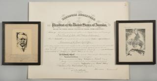 Appraisal: Theo Roosevelt signed document prints st item Presidential appointment document