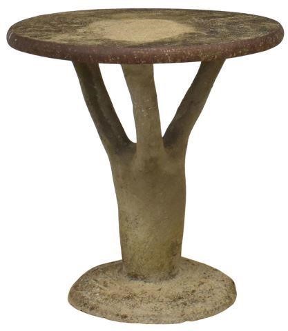 Appraisal: Cast concrete garden table circular top in patinated iron frame