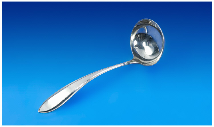 Appraisal: Netherlands Silver Ladle of Minimalist Design Broad tapering handle with