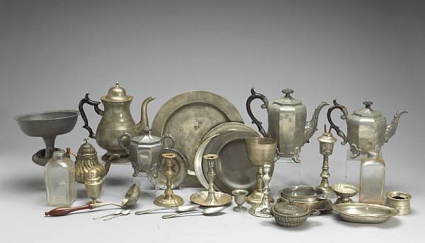 Appraisal: An assembled grouping of pewter th th century Comprising writhen