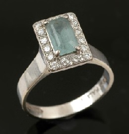 Appraisal: AQUAMARINE AND DIAMOND RING SET IN CT GOLD