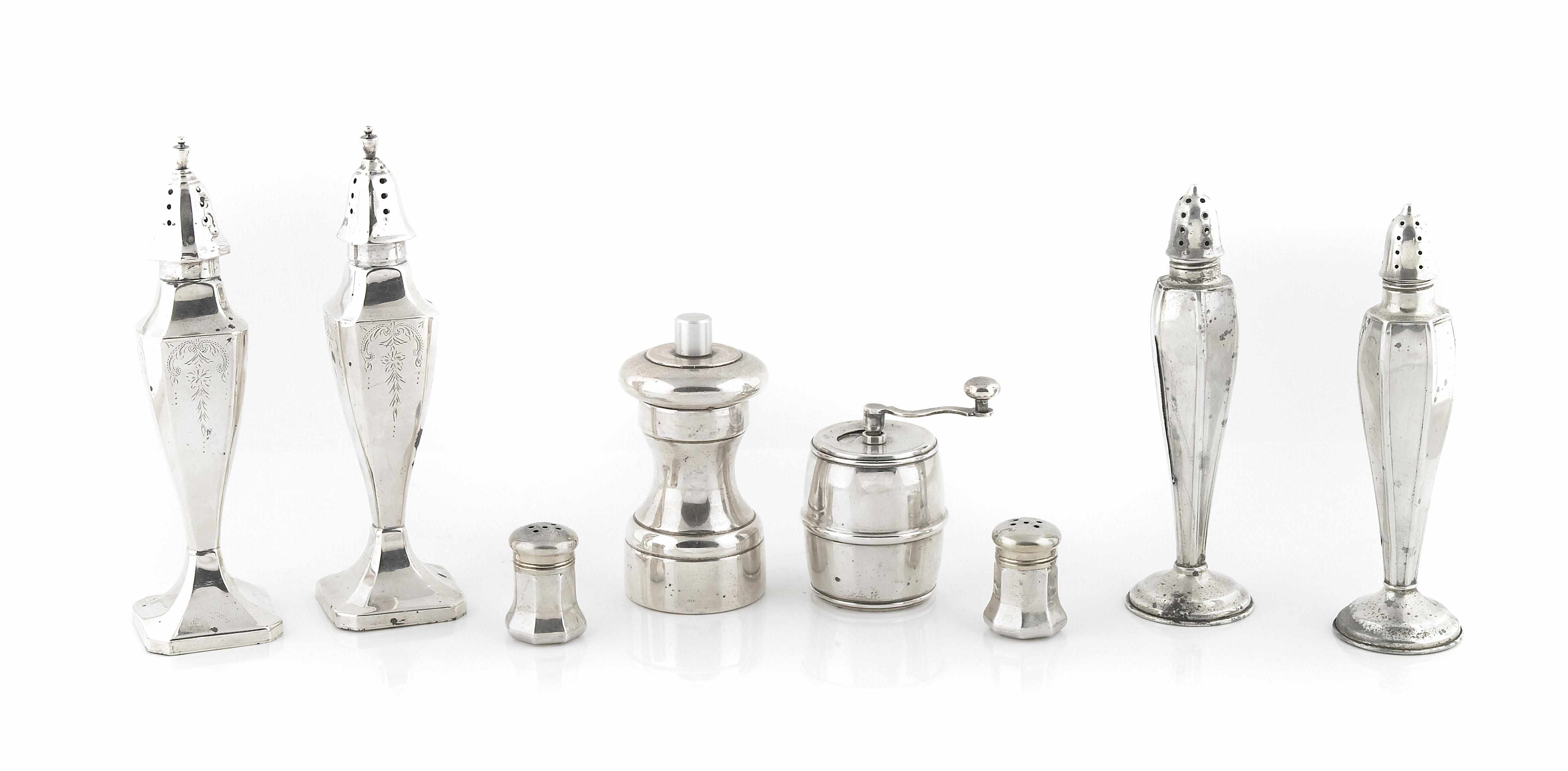 Appraisal: An assembled group of American sterling silver casters th century