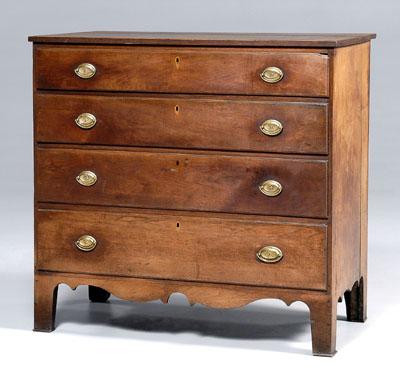 Appraisal: Southern Federal walnut chest poplar secondary four graduated and dovetailed