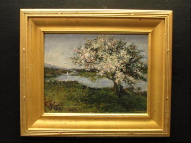 Appraisal: BAUM JH Oil on Canvas of Blooming Tree Signed lower