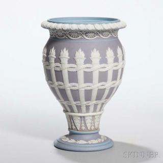 Appraisal: Wedgwood Tricolor Jasper Dip Torches Vase England late th century