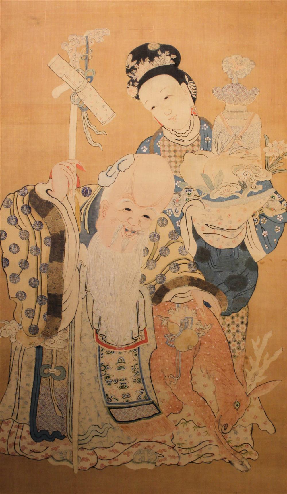 Appraisal: CHINESE PAINTING OF SHOU LAO AND AN ATTENDANT QING DYNASTY