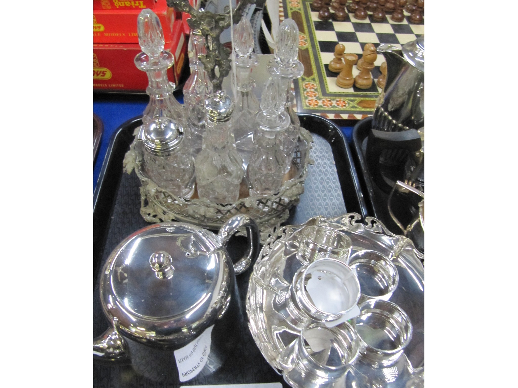 Appraisal: A tray lot of EP - cruet stand tazza napkin