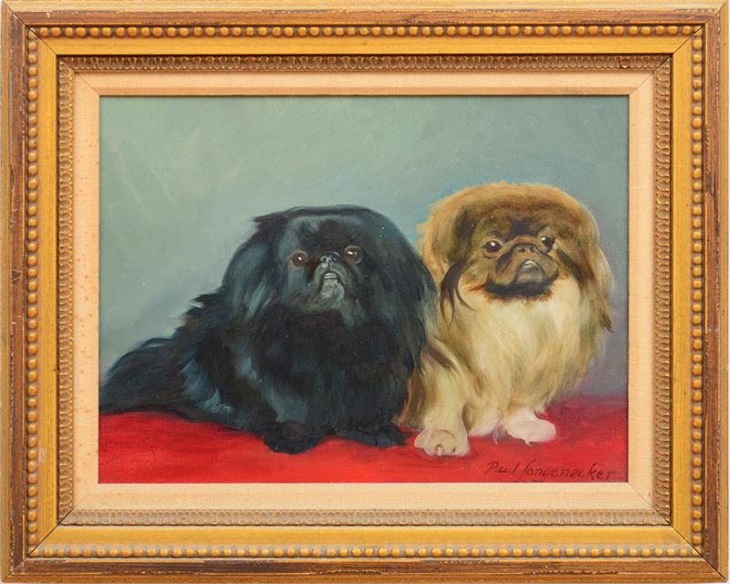 Appraisal: PAUL LONGENECKER - TWO PEKINESE Oil on canvas signed 'Paul