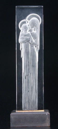 Appraisal: R LALIQUE Virgin and Child statuette Vierge a L'Enfant clear