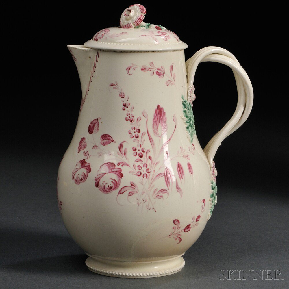 Appraisal: Staffordshire Cream-colored Earthenware Cream Jug and Cover England c pear