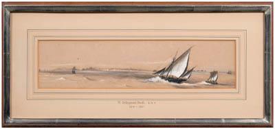 Appraisal: W Collingwood Smith drawing sailing vessels offshore unsigned attributed to