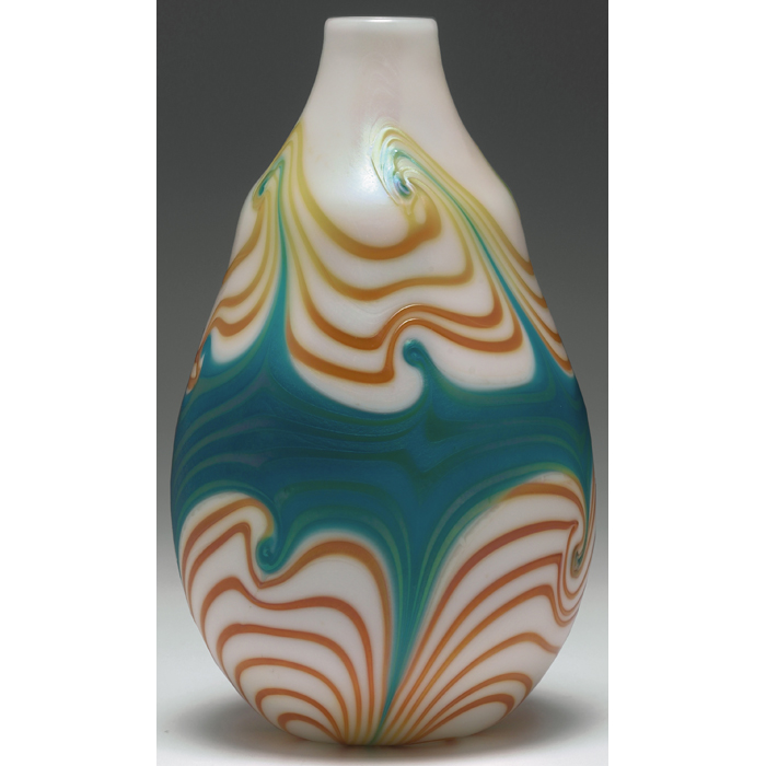 Appraisal: Charles Lotton vase opaque white glass with a pulled design