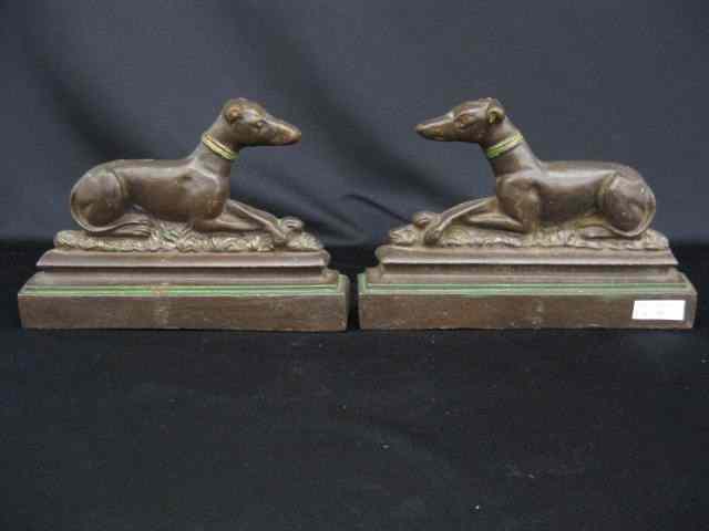 Appraisal: Pair of Figural Cast Iron Dog Bookends original paint ''