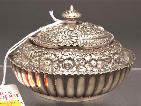 Appraisal: American repousse silver powder jar Tiffany Co circa in H