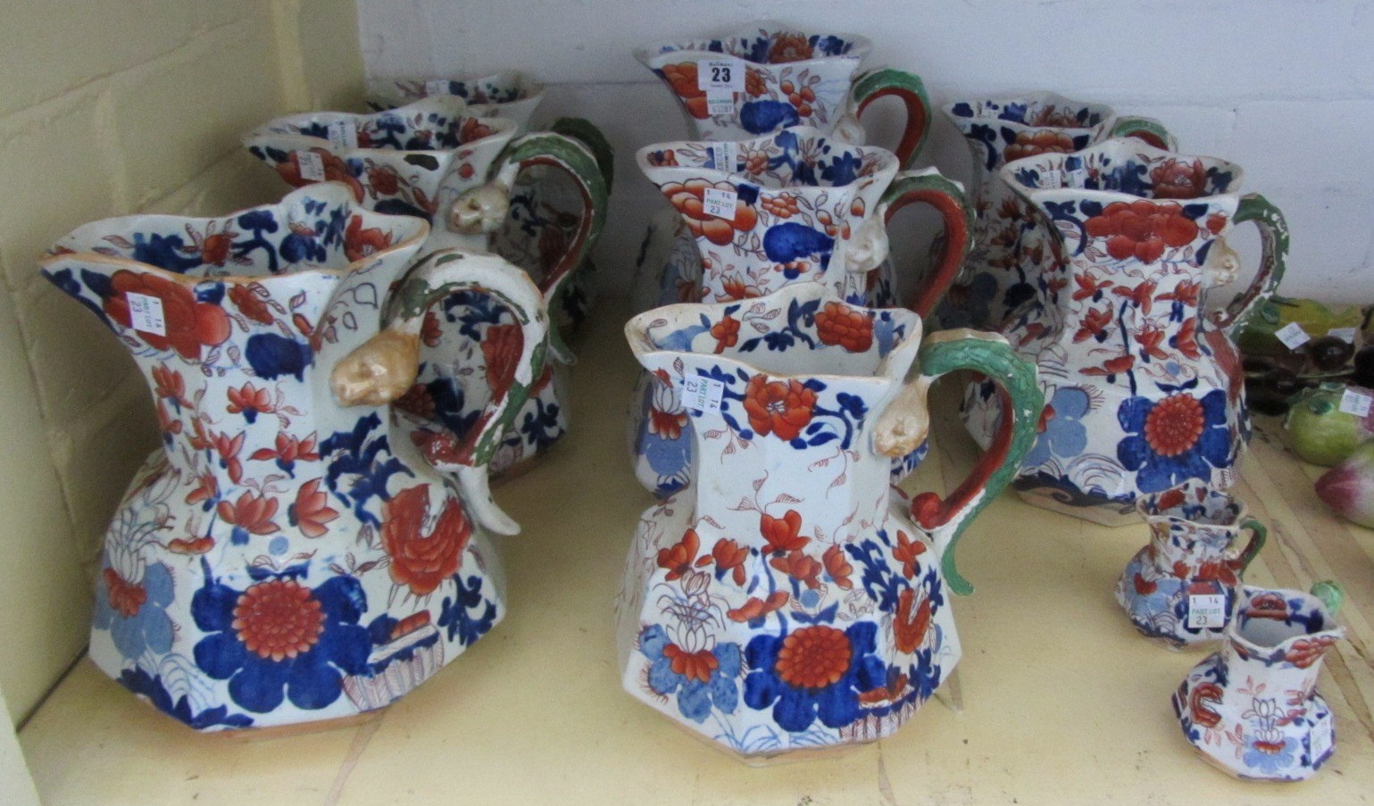 Appraisal: Ten Masons hydra jugs th century each decorated in an