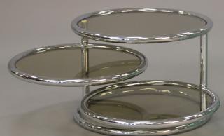 Appraisal: Milo Baughman chrome three tier table with tinted glass ht