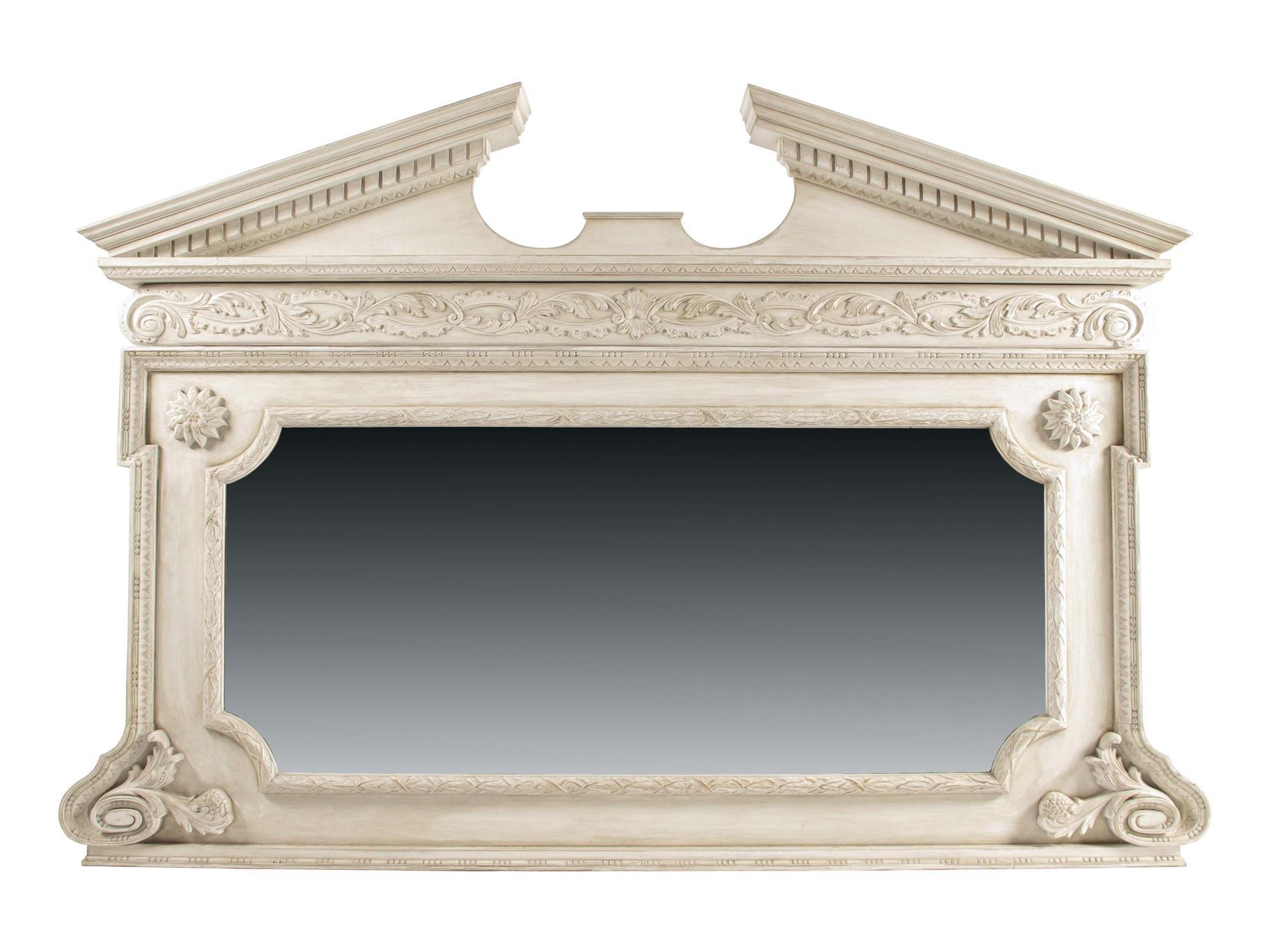 Appraisal: A large carved wood and white painted overmantel mirror in