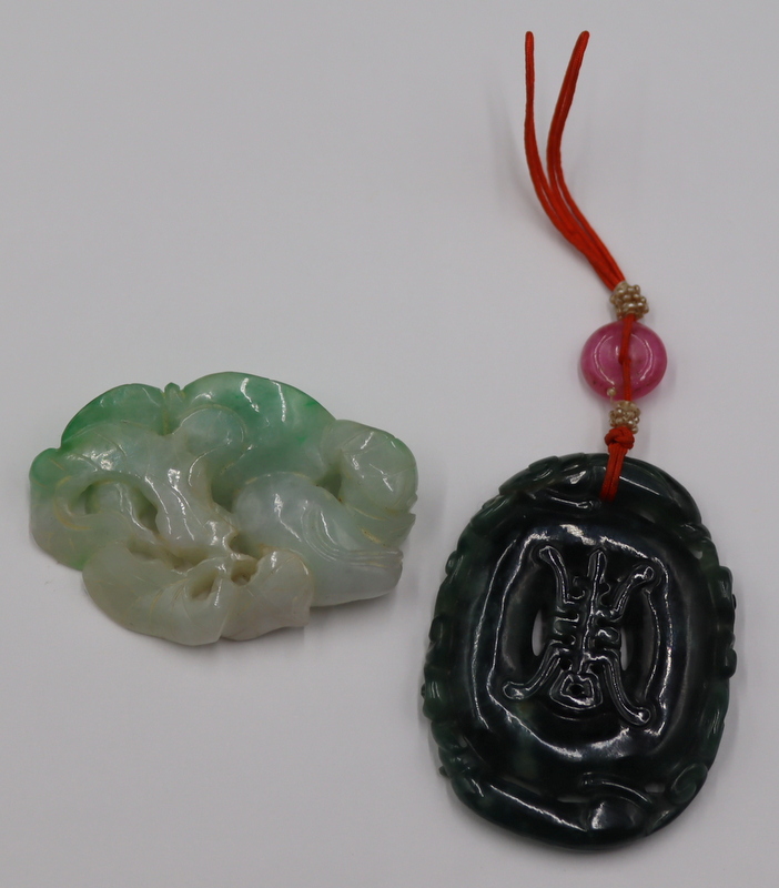 Appraisal: Chinese Carved Jade Pendants Includes a Chinese carved green and