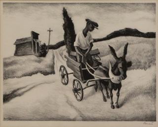 Appraisal: BENTON Thomas H Lithograph Lonesome Road Pencil signed lower right