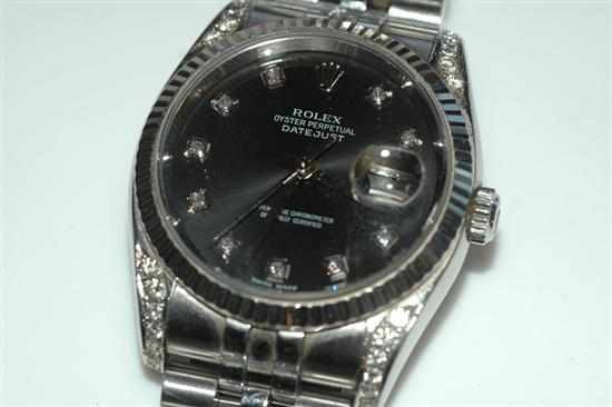 Appraisal: A ROLEX OYSTER PERPETUAL DATEJUST AUTOMATIC WRISTWATCH WITH DIAMOND NUMERALS