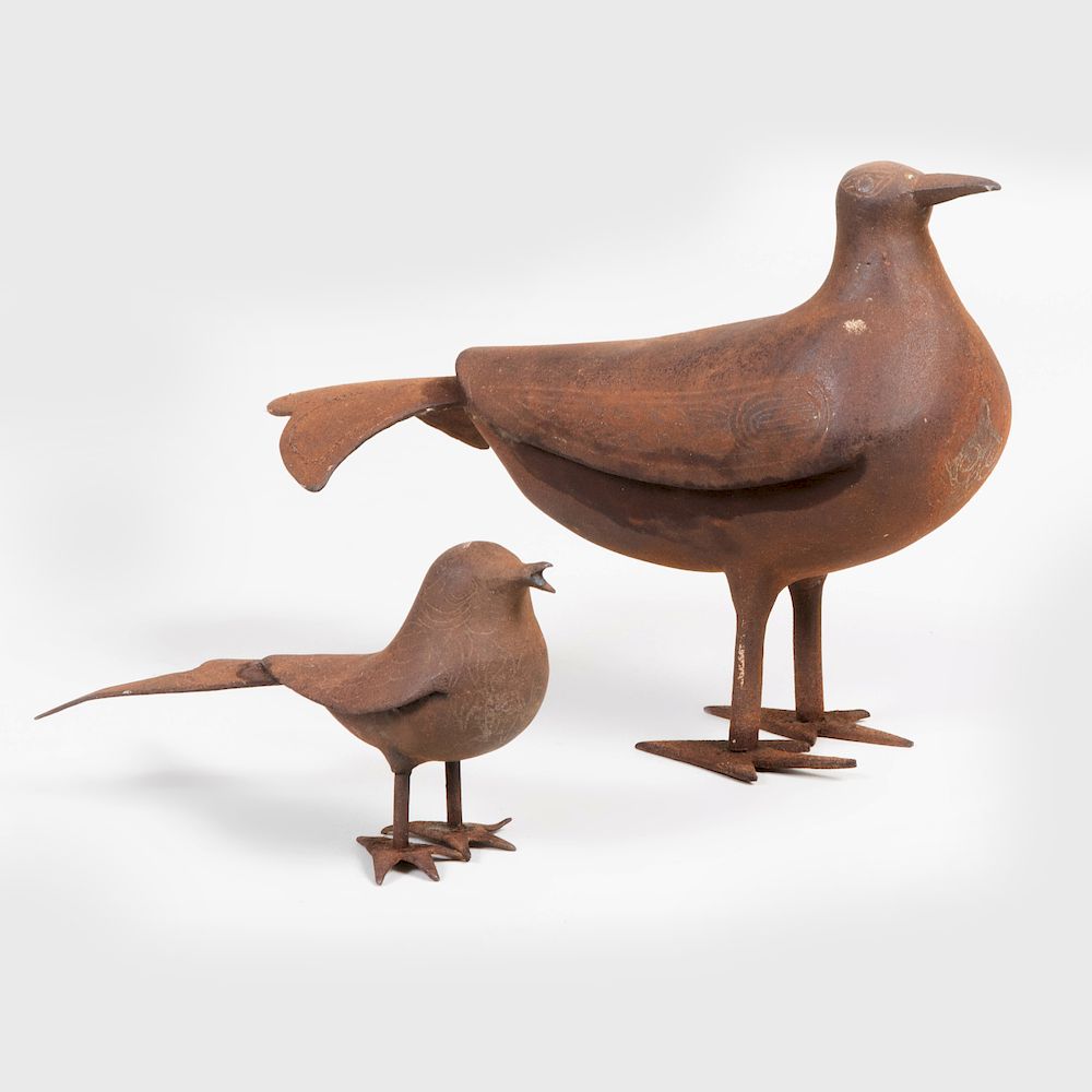 Appraisal: Two Modernist Style Metal Birds The larger in Condition A