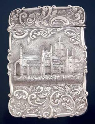 Appraisal: A Victorian embossed 'castletop' card case with a vie of