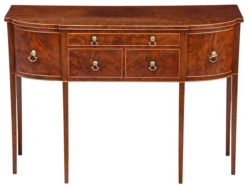 Appraisal: Miniature Hepplewhite Style Inlaid Sideboard th century figured mahogany veneer