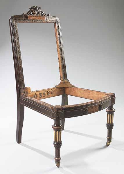 Appraisal: An American Renaissance Ebonized Inlaid and Gilt-Incised Side Chair c