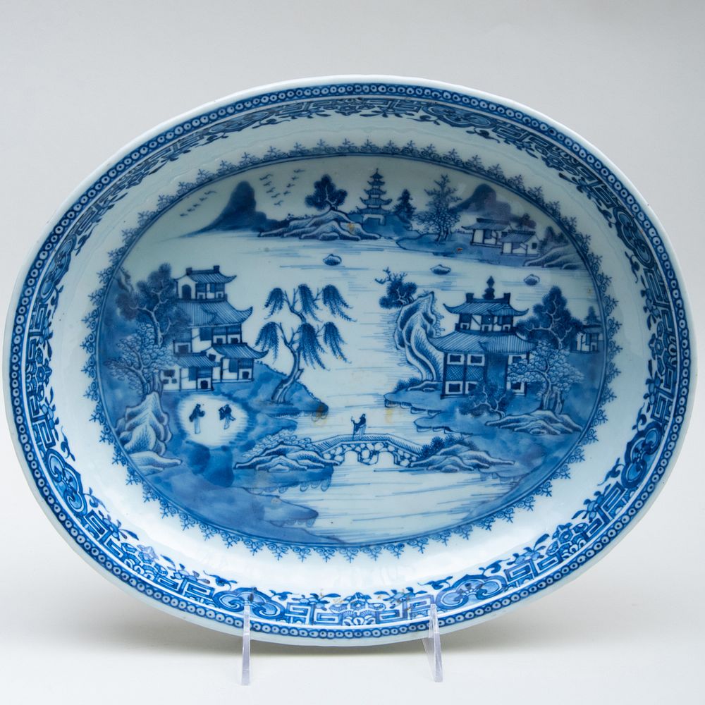 Appraisal: Chinese Export Blue and White Porcelain Shallow Oval Dish x