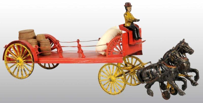 Appraisal: Cast Iron Tin Wilkins Dray Toy Description Pulled by two