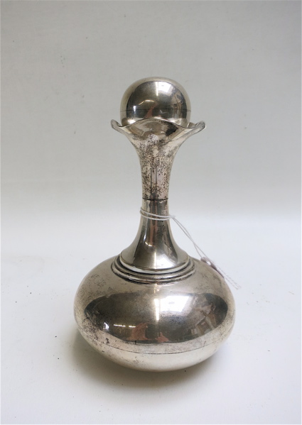 Appraisal: MEXICO STERLING SILVER DECANTER maker Juvento Lopez Reyes of bulbous