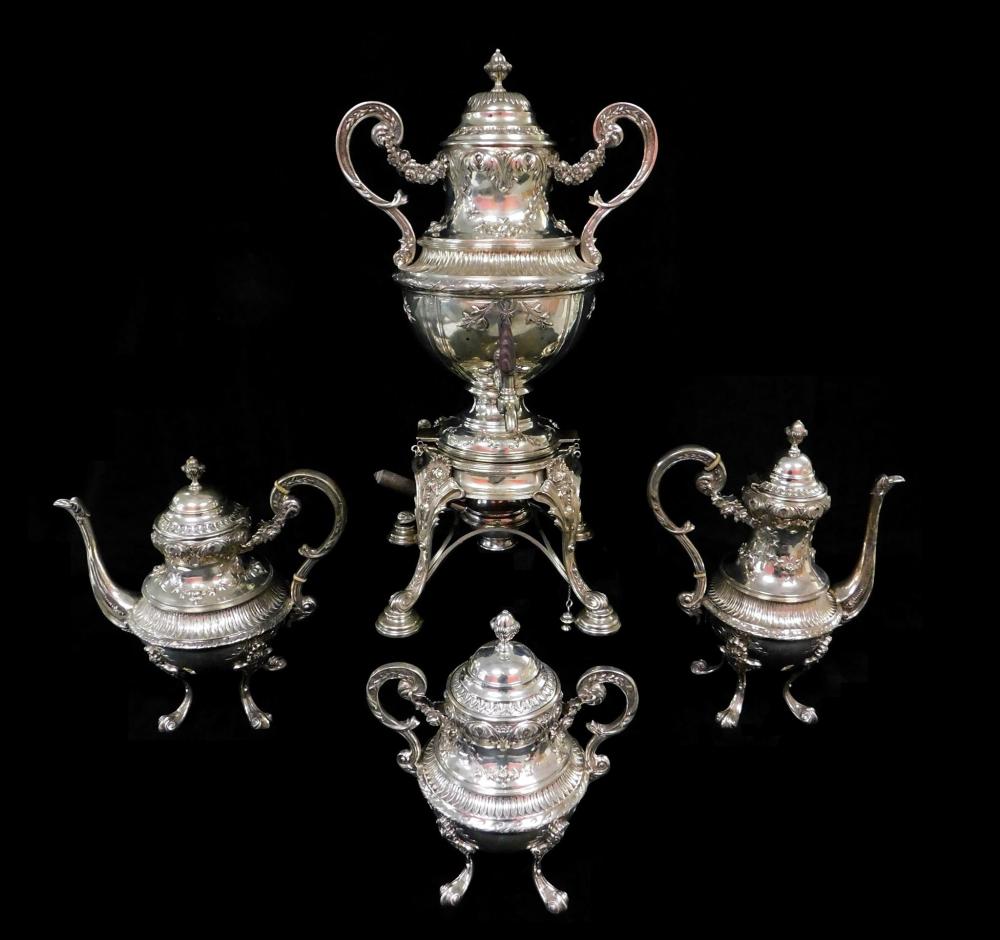 Appraisal: SILVER Five piece tea service hallmarked with boar in square