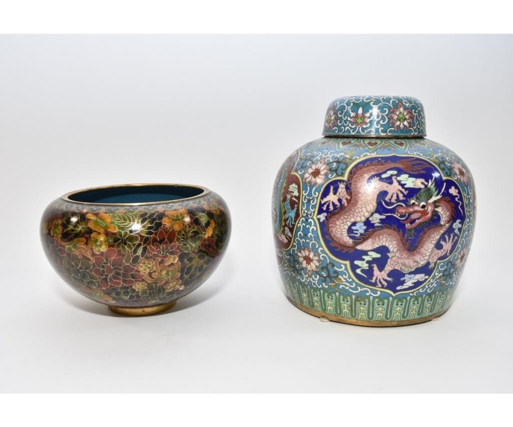 Appraisal: Chinese cloisonne' ginger jar probably late th c decorated with