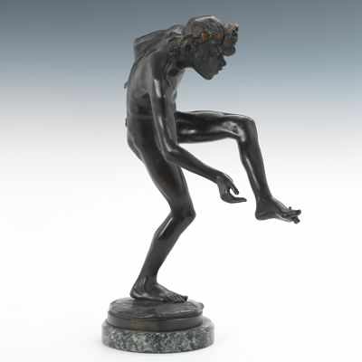 Appraisal: Oskar Gladenbeck German - Tanzender Faun Cast bronze with brown