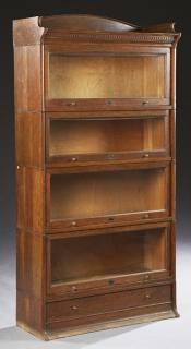 Appraisal: Carved Oak Four Section Stacking Bookcase c Carved Oak Four