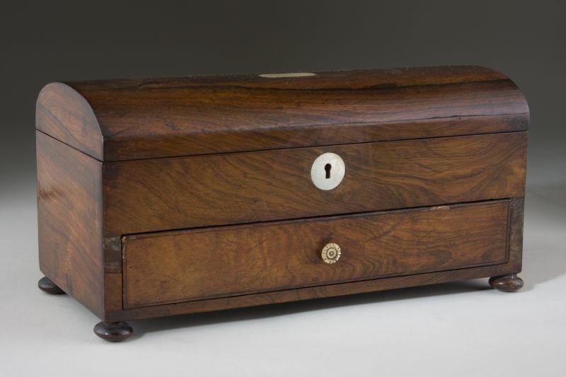 Appraisal: English Rosewood Box th century having a domed hinged lid