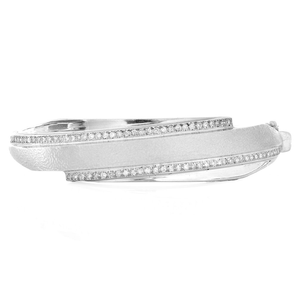 Appraisal: Diamond and K Gold Bangle Bracelet Retro Approx Carat Round