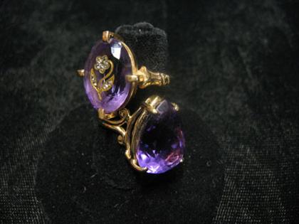 Appraisal: Two amethyst rings One pear shaped set into karat yellow