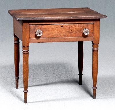 Appraisal: Southern Federal one-drawer table poplar throughout finely turned legs drawer