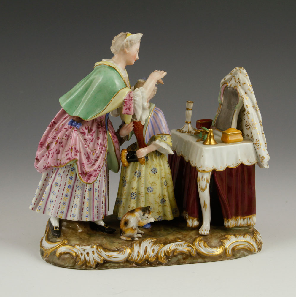 Appraisal: - Porcelain Figural Group Woman and child at dressing table