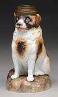 Appraisal: PORCELAIN FIGURAL MINI LAMP H - Porcelain collie dog in