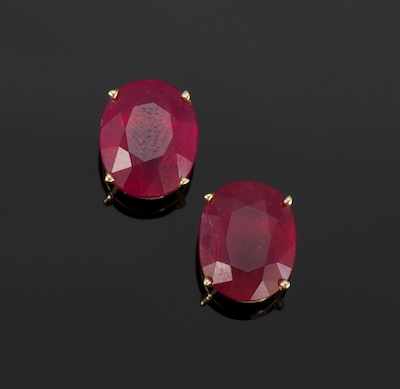 Appraisal: A Pair of Ladies' Ruby Solitaire Ear Studs k yellow