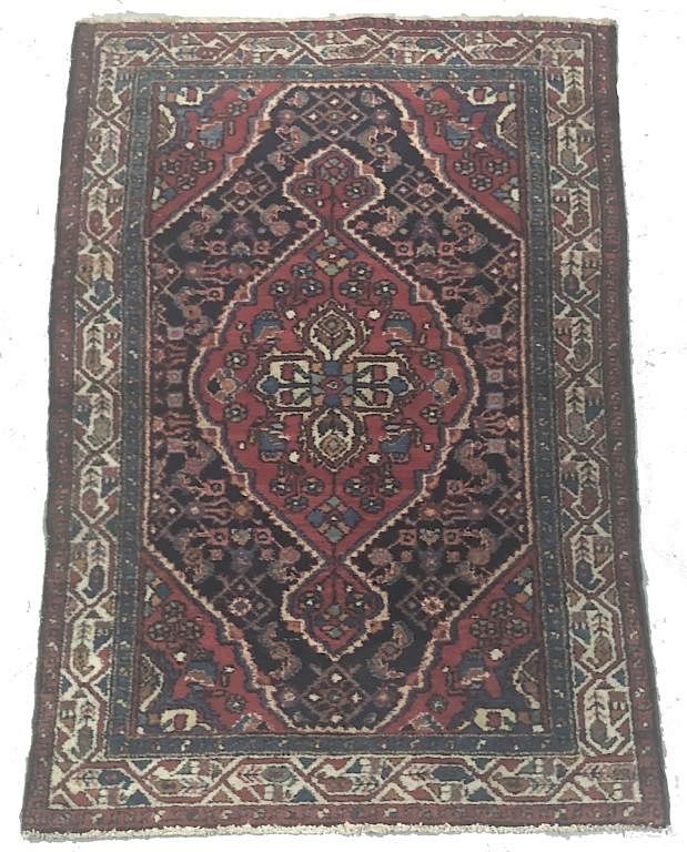 Appraisal: Iranian Hamadan Carpet Iranian Hamadan carpet with center medallion in